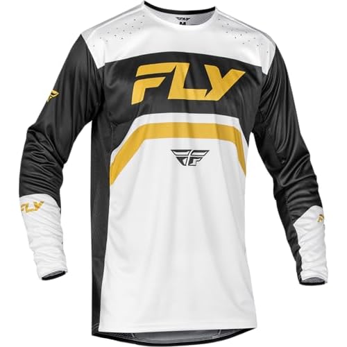 Fly Racing Rayce MTB/BMX Bicycle Jersey (White/Black/Gold, Large)