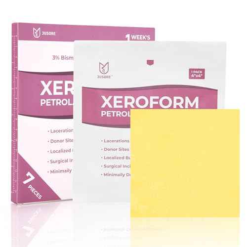 Xeroform Petrolatum Dressing 4"x4" Gauze - Non Stick Gauze Pads, Medical Soft Fine Mesh Patch for Wound Care, Burns, Lacerations, Skin Grafts & Surgical Incisions, 7 Individual Pack