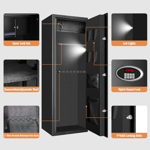 TOLEBLID [2024 New] 11-12 Fireproof Biometric Safes for Home Rifle