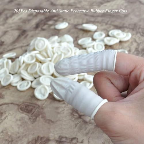 G2PLUS Disposable Finger Cots, 400pcs White Latex Rubber Finger Gloves, Rolled Edge Protective Covers for Electronic Repair, Nail Art, Tattoo, Lab Use, Crafting