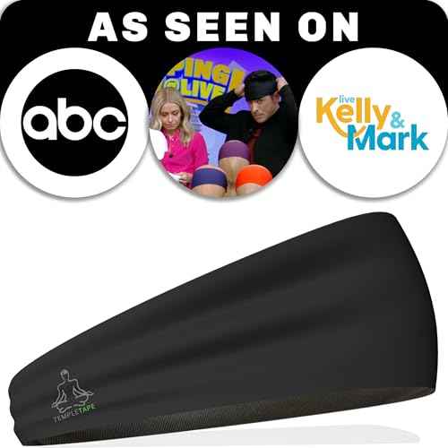 Temple Tape Sweat Band Workout Headbands for Women and Men - Sweatbands for Men - Moisture Wicking Sports Sweat Bands Headbands for Women, Running,Cycling,Yoga,Football Headband