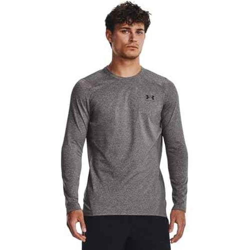 Under Armour - Mens ColdGear Armour Fitted Crew Long-Sleeve T-Shirt, Color Charcoal Light Heather (021), Size: X-Large