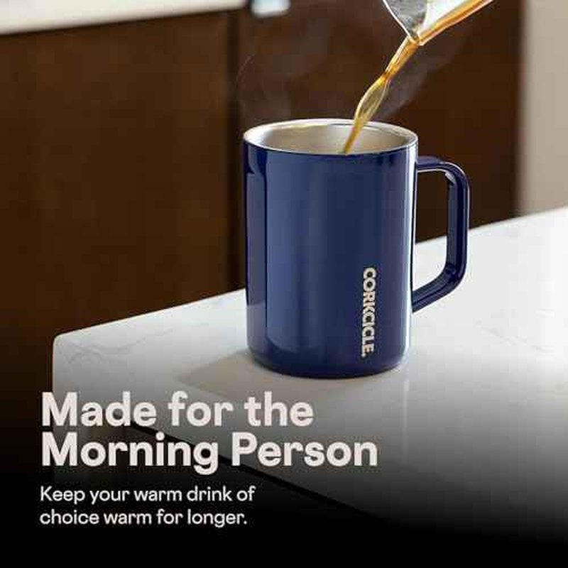 Corkcicle Classic Coffee Mug - Triple Insulated Stainless Steel for Travel - Shatter-Proof Lid - Keeps Drink Hot Over 3 Hours - Holiday Mug Gift - Great for Gifting - 16 oz - Gloss Midnight Navy