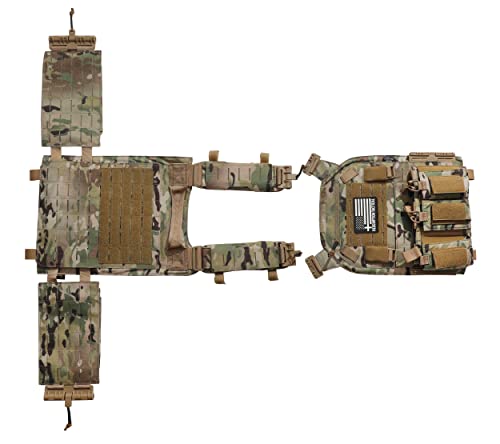 Redemption Tactical Crusader 2.0 Molle Quick Release Buckles Vest with Side Cummerbund Pouches and Triple mag Pouch (Multicam Cordura)