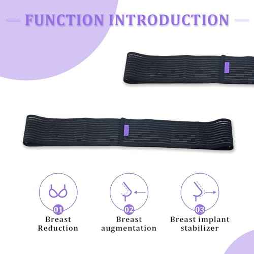 Breast Implant Stabilizer Band £¬Post Surgery Breast Band Chest Compression Wrap For Women £¬Breast Support Bandage £¬Breast Augmentation Band Bra Breast Reduction Recovery Supplies For Healing One Size Fits All (Black)