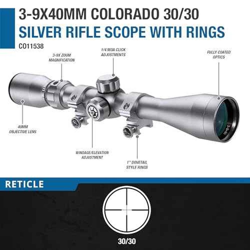 Barska Colorado Rifle Scope ? 30/30 Reticle, MOA Adjustments, Fully Coated Optics, Waterproof, Fogproof, Shockproof ? Ideal for Hunting & Shooting