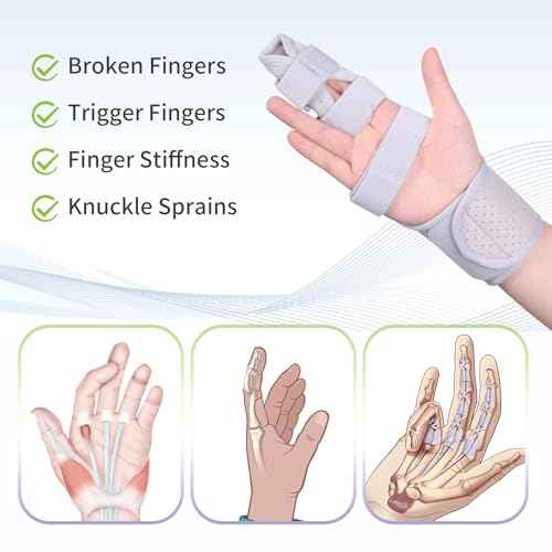 Trigger Double Finger Splint Brace Joint Stabilizer, Middle Hand Brace with Broken Finger Support Pinky Pointer Splint