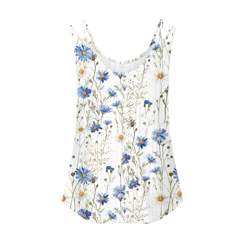 Generic Free Items Summer Tank Top for Women Spaghetti Strap Sleeveless Vacation Beach T Shirts Trendy Floral Eyelet Camisole Tops V Neck Dressy Casual Curved Hem Tunic BlousesUnder 10 Dollars