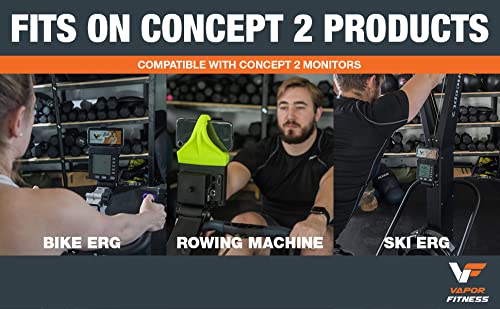 Vapor Fitness Phone Holder Made for PM5 Monitors of Concept 2 Rower, SkiErg and BikeErg - Silicone Smartphone Cradle Compatible with Concept 2 Rowing Machine. Ideal Rower Accessories