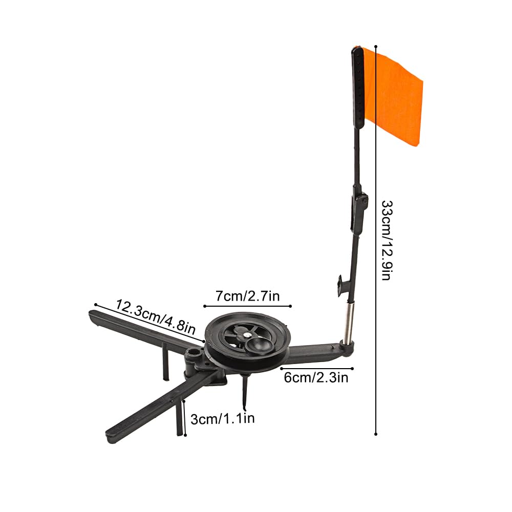 DONGKER Ice Fishing Tip-Up,3 PCS Foldable Ice Fishing Tip-up Flag with Orange Pole Flags for Angler Tackle Accessory Ice Fishing Equipment Gear