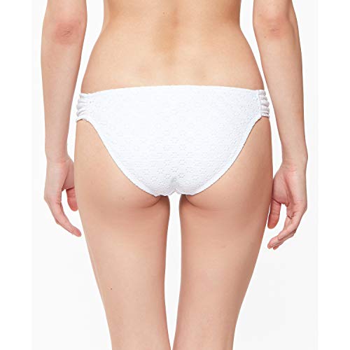 Jessica Simpson Women's Standard Mix & Match Solid Eyelet Bikini Swimsuit Separates (Top & Bottom), White Hipster, XL