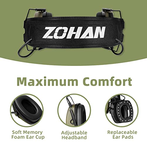 ZOHAN 035 Bluetooth 5.4 Shooting Ear Protection Earmuff, Active Noise Canceling, Hearing Protection with Sound Amplification