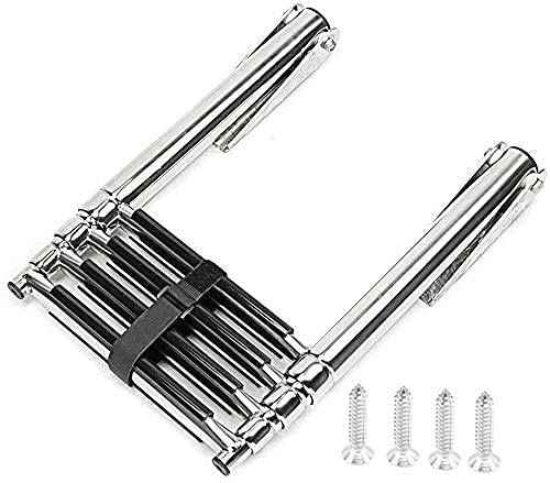 4 Step Ladder Stainless Steel Telescoping Extendable Ladder 600 Pound Capacity for Marine Yacht/Swimming Potoon Ladder