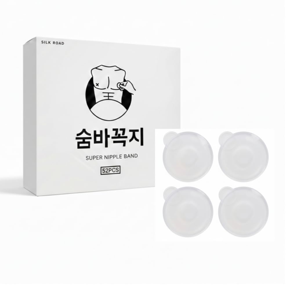 Beejong Nipple Covers for Men – Sweatproof, Chafe-Free Protection with Non-Adhesive Center, EWG-Certified Materials (Clear 104 pcs)