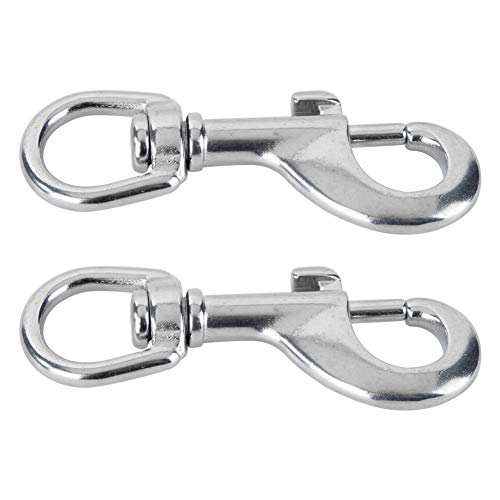 AOWESM Swivel Eye Bolt Snap Hooks, Marine Grade Stainless Steel 316 Scuba Diving Clips, Heavy Duty Single Ended Trigger Clasp Pet Buckle Flagpole Clips (2 Pieces) (80MM Silver)