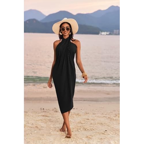 AI'MAGE Sarong Wraps for Women Long Beach Swimsuit Cover Up Swimwear Pareo with Tassels Bikini Skirt Coverup for Bathing Suit