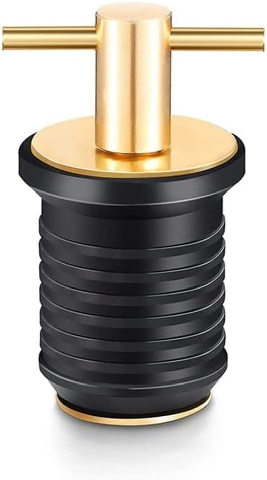 Drain Plug - T-Shape Twist-Turn Marine Boat Drain Plug | Brass Snap Handle, 3/4" to 1-1/4" Sizes