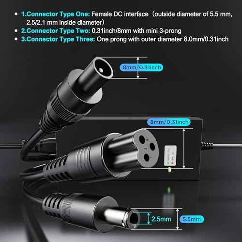 EVAPLUS SGS Certified 42V 2A Fast Charger with 3-Prong 0.31" Plug | for 36V Lithium Batteries- Compatible with Pocket Mod, Sports Mod, Electric Scooters