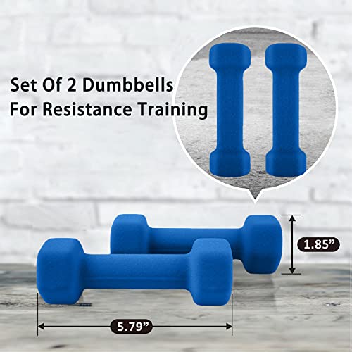 Saorzon Dumbbells Set of 2 Exercise Fitness Dumbbell for Home Gym Free Weights Hand Hex Dumb Bells Royal Blue 2LB