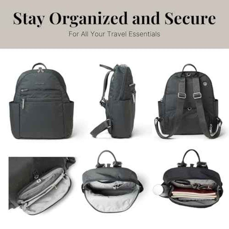 Securtex¢ç Anti-theft Vacation Travel Backpack 10x13" Slash-Resistant Nylon Daypack w/RFID, Charcoal