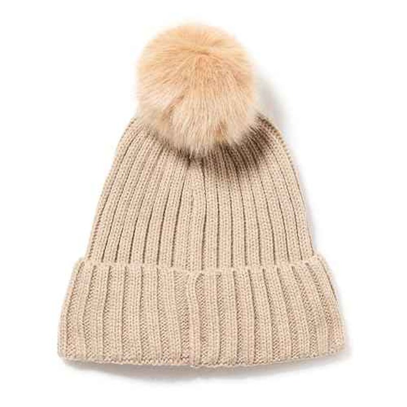 Calvin Klein Womens Faux Fur Pom Pom Knit Beanie Cold Weather Super Soft Hat
