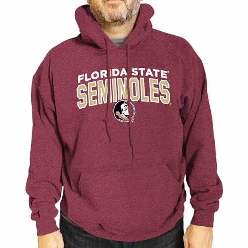 Campus Colors NCAA Adult Unisex Starting Fresh Heathered Hooded Fleece Sweatshirt, Cozy Cotton Poly Blend, Vintage Hoodie