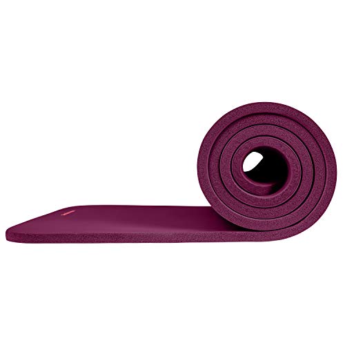 Retrospec Solana Yoga Mat 1/2" Thick w/Nylon Strap for Men & Women - Non Slip Excercise Mat for Yoga, Pilates, Stretching, Floor & Fitness Workouts, Boysenberry