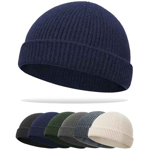 Thin Fisherman Beanie Hat for Men Women Fall Winter -Wool Knit Cuff Short Fashion Watch Cap,Trawler Slouchy Skull Cap