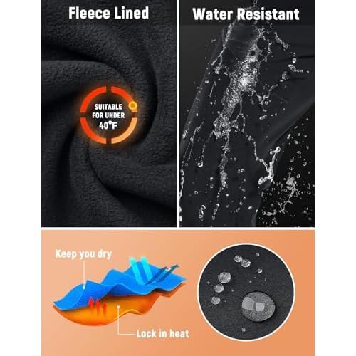 baleaf Men's Winter Cycling Running Pant Water Resistant Fleece Mountain Bike Pants Cold Weather Gear Windproof