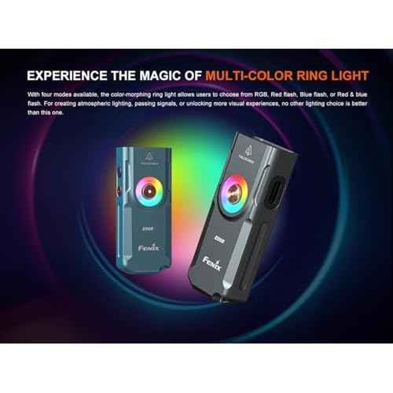 Fenix E06R 700 Lumen USB Rechargeable LED Keychain Flashlight/UV/Blacklight with EdisonBright Accessory case Bundle (Turquoise)