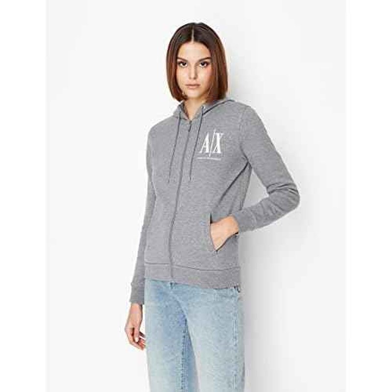 Armani Exchange womens Icon Logo Zip-up Hoodie Sweatshirt
