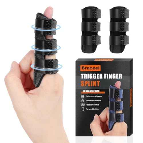 Trigger Finger Splint 2pcs for Arthritis, Injury, Broken, Finger Straightening Brace for Index, Middle, Ring Finger Pain Relief -Black 2