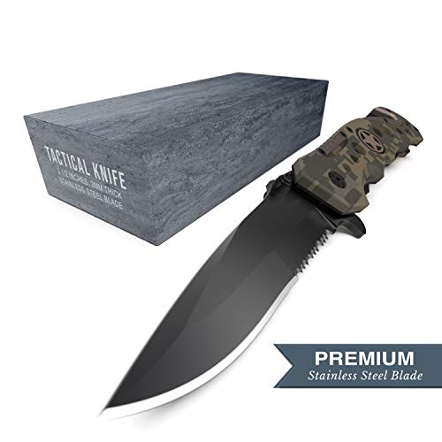 Swiss Safe 3-in-1 Tactical Knife for Military and First Responders - Military Camouflage