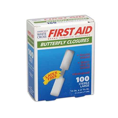MAGID AM WHT CRS MP60333 American White Cross Medium and Large Butterfly Wound Closures, 0.5" x 2.75", Flesh (Pack of 100)