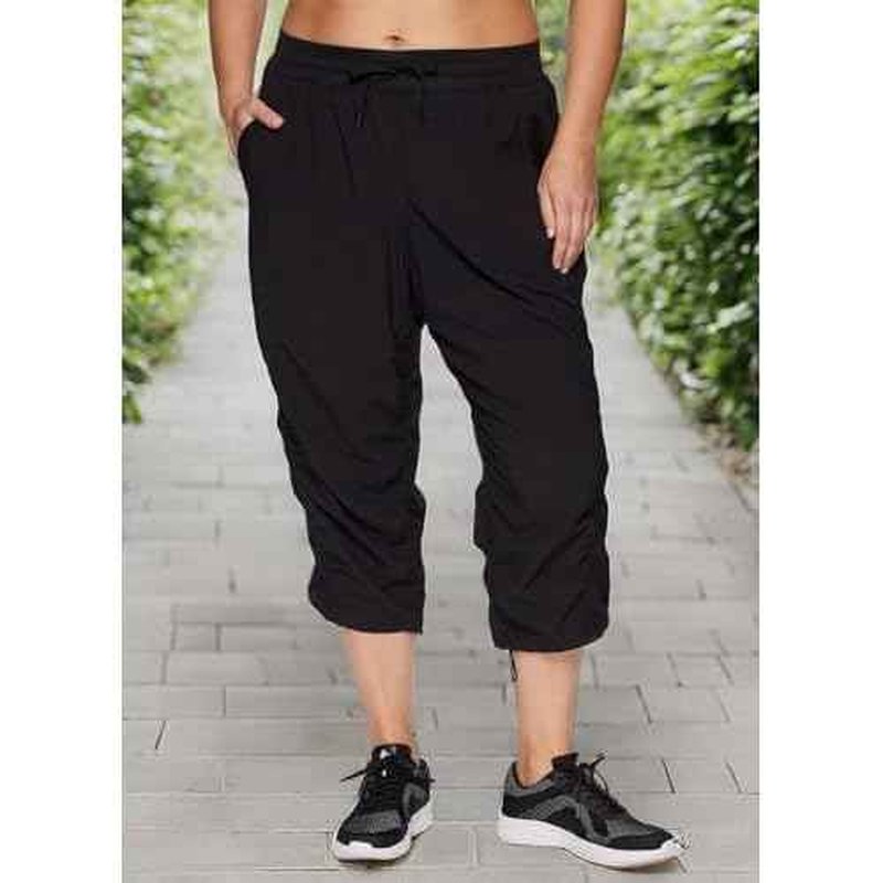 RBX Active Women's Plus Size Fashion Lightweight Woven Body Skimming Drawstring Capri Pant