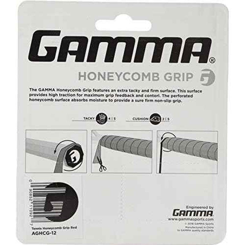 GAMMA Sports, Tennis Honeycomb Replacement Grip, Firm Feel, Moisture Wicking Surface, Durable, Mulitple Colors, Racket, Racquet Grip, High Traction Surface, Versatile