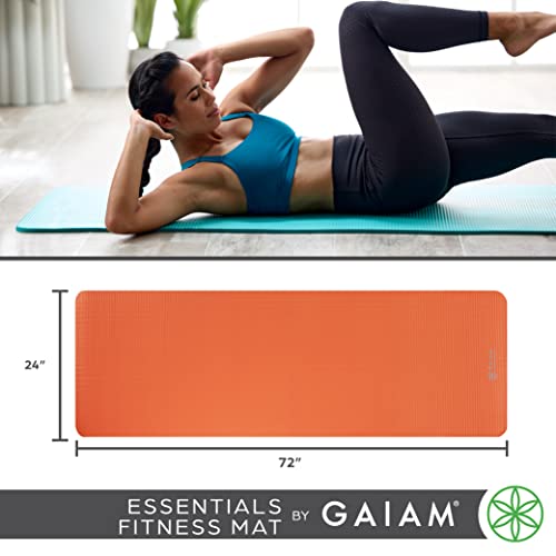 Gaiam Essentials Thick Yoga Mat Fitness & Exercise Mat with Easy-Cinch Carrier Strap, Black, 72"L X 24"W X 2/5 Inch Thick