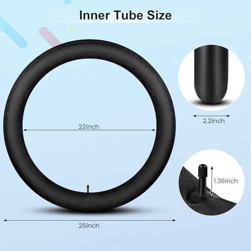 26x4.0 Inner Tube Fat Bike Tube for Mountain Bikes 2 Pack Butyl Rubber with Tire Lever,Valve Core,Remover Tool,Tire Stem Valve Caps Bicycle Inner Tube