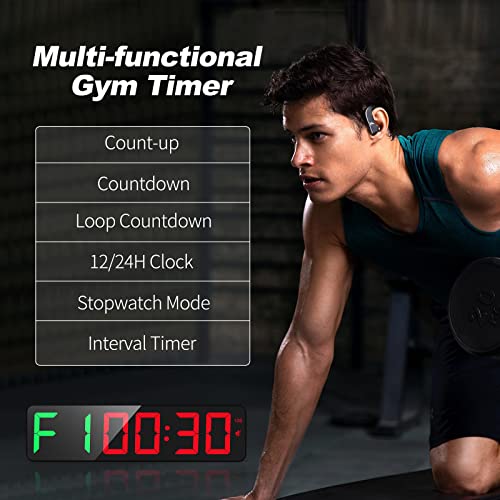 Gym Timer 15"Large LED Display Wall Clock | Gym Interval Workout | Count Down & Up | Stopwatch | Adjustable Buzzer Volume | Upgraded Remote | Digital Timer for Fitness Home Garage Boxing Outdoor Sport