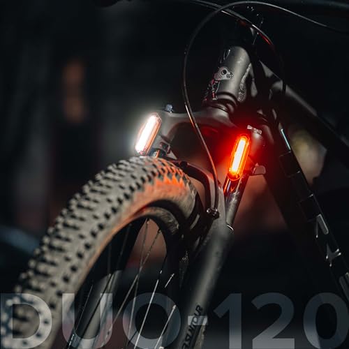 DUO-120 Rear Bike Light ? USB Rechargeable Red & White LED ? Flashing Strobe Tail Light for Bicycle Safety ? Adjustable Angle for Seat Post, Fork, or Seat Stay [New 2025]