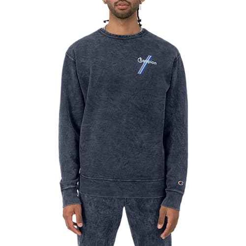 Champion Men's Sweatshirt, Mineral Dye Graphic Crewneck Sweatshirt, Men's Pullover Sweatshirt