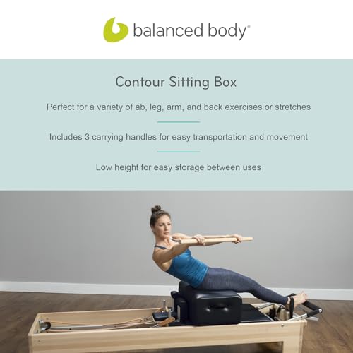 Balanced Body Contour Sitting Box for Pilates Reformer, Pilates Equipment for Home Workouts & Professional Studio Use, Fits All Wood Reformers and Allegro or Allegro 2 Reformers - Black