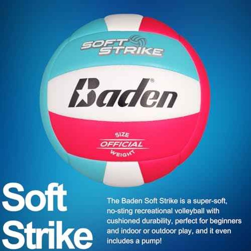 Baden | Soft Strike | Cushioned Synthetic Leather Recreational Volleyball | Indoor/Outdoor for Beginners & Youth | Official Size