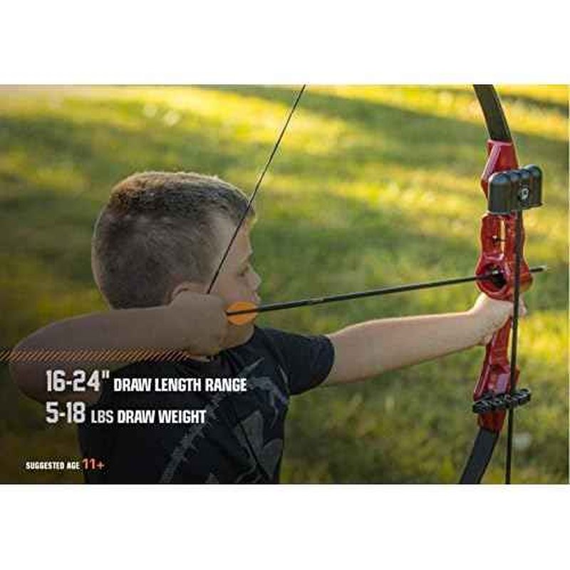 Bear Archery Flash Bow Set for Youth, Recommended Ages 11-14, Ambidextrous, Continuous Draw Weight Up to 18 lb., Continuous Draw Length Up to 24-inches