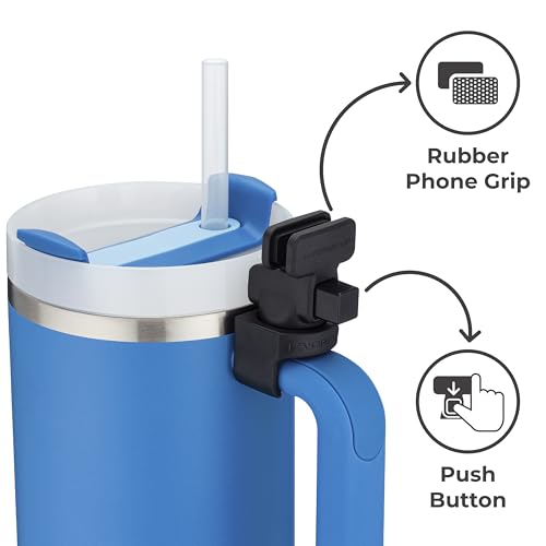 HydraClip Phone Attachment - Watch, Carry, Record, & Stay Organized, Use as Phone Stand or Tripod, Hands Free Detachable, Stanley Cup Accessories, Spring Loaded Secure Grip (Black)