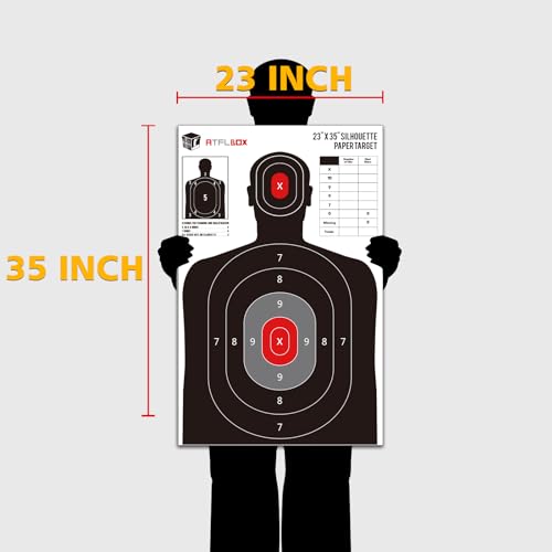 ATFLBOX Silhouette Paper Target for The Range, 23X35 inch Target Paper for Indoor and Outdoor Use, Suitable for Handguns, Pistols, Rifles, Airguns, Pellet Gun, BB Guns (10 Pack)