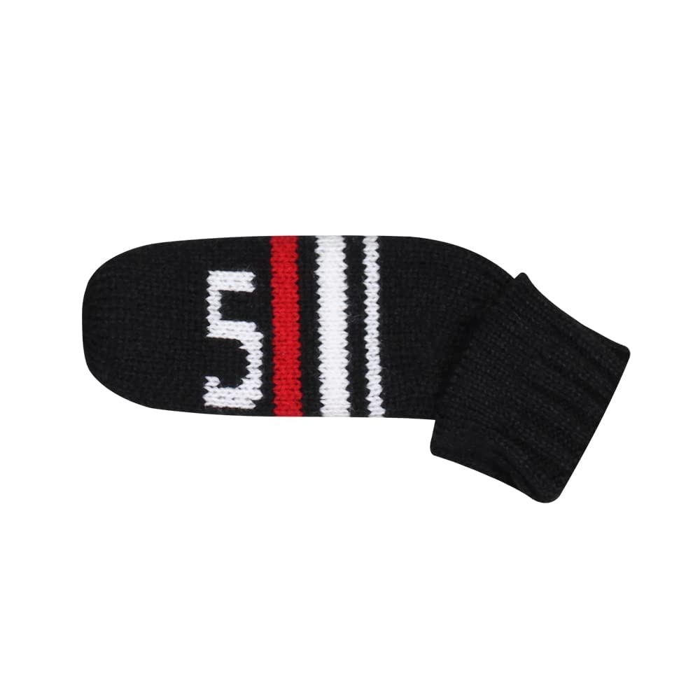 Scott Edward Black Red White Warning Iron Covers,Set of 10 PCS, Adorable and Basically Socks Shape,Washable & Durable Golf Club Head Protector (Black Red White Warning Stripes)