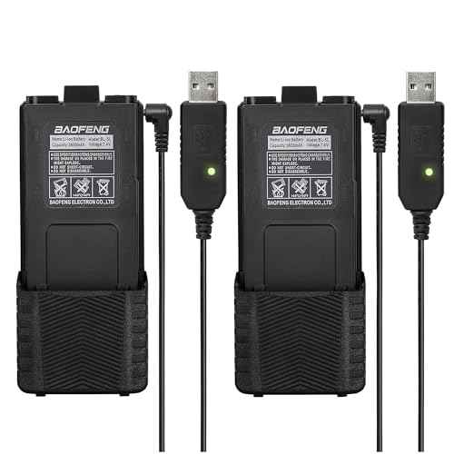 BAOFENG 2 Pack UV-5R BF-F8HP Extended Battery BL-5L 3800 mAh with USB Charging Cable for UV-5R, BF-F8HP, UV-5X3 Radios