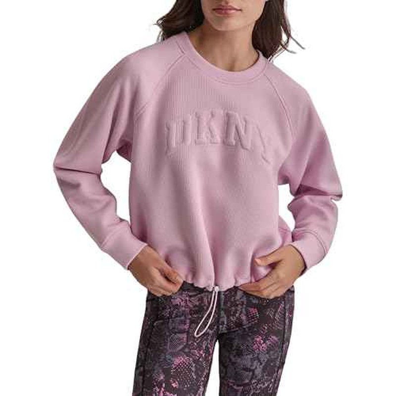 DKNY womens Drawcord Cropped Crewneck Sweatshirt