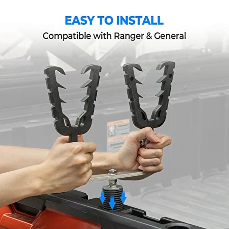 KEMIMOTO UTV Tool Rack, Hunting Tool Holder Rack Tool Mount Compatible with Polaris Ranger & General, Bow Holder Grips with Rubber Snubbers